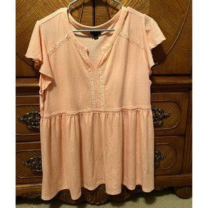 Torrid Babydoll Knit Notch Neck Lace Trim Top